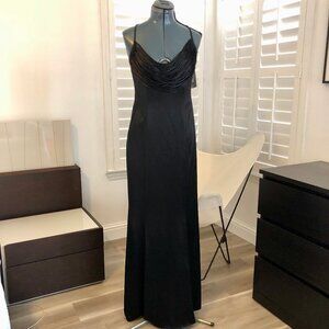 Rimini Long Luxurious Black Evening Gown Spaghetti Straps Size 8
